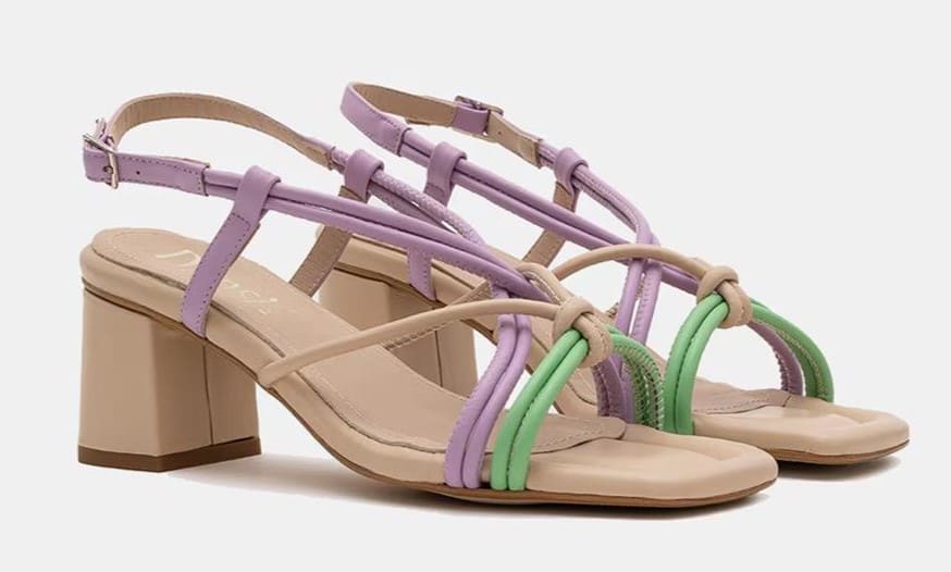 Sandalias de piel con tiras y tacón de bloque Dansi