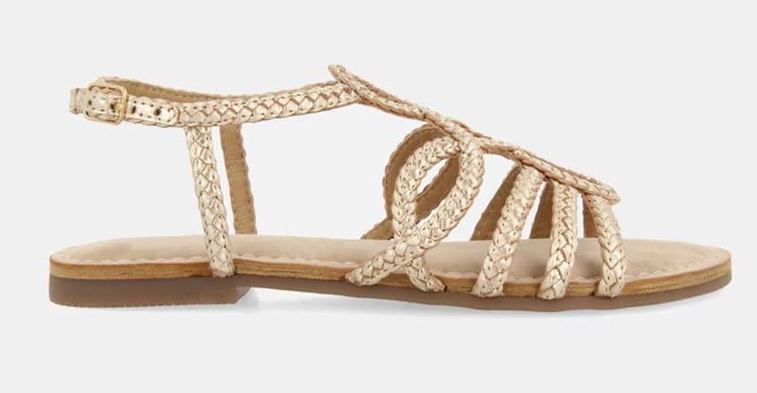 Sandalias planas de piel con múltiples tiras trenzadas