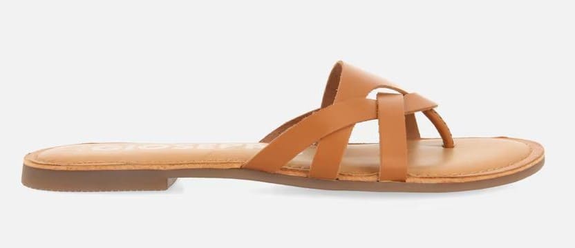 Sandalias planas de piel con pala con pala ancha cruzada