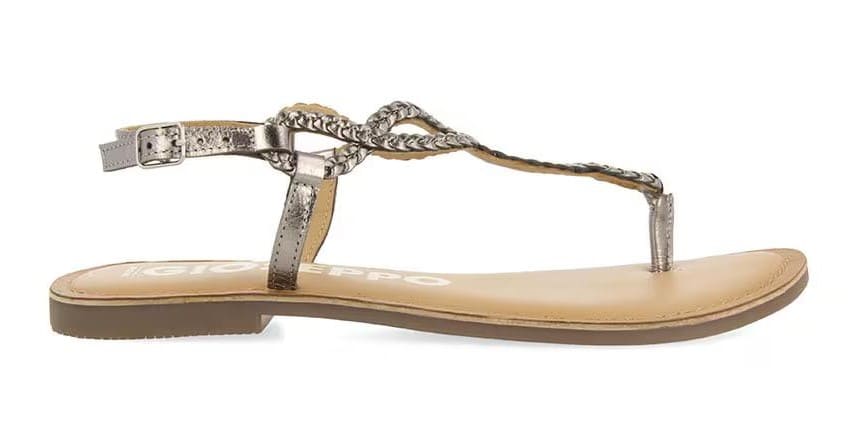 Sandalias planas de piel con posición de dedo y tranzado