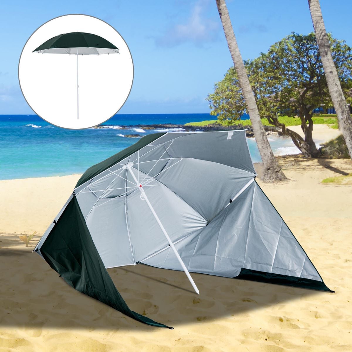 Sombrilla de playa convertible en refugio Outsunny de Decathlon