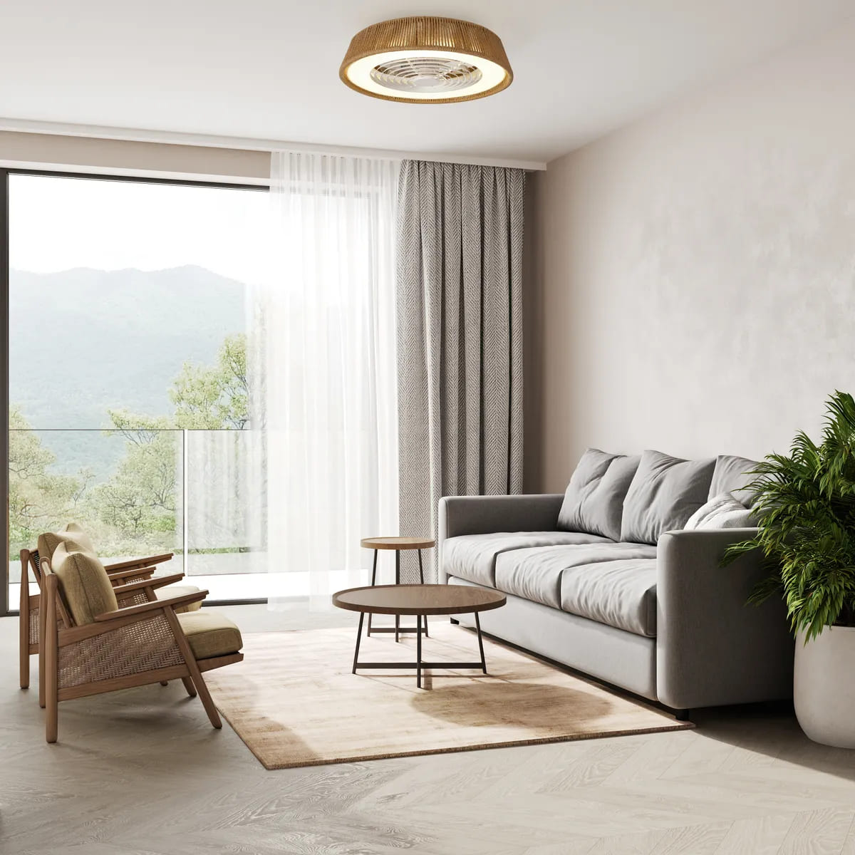 El ventilador de techo con luz y motor DC Polinesia de Leroy Merlin