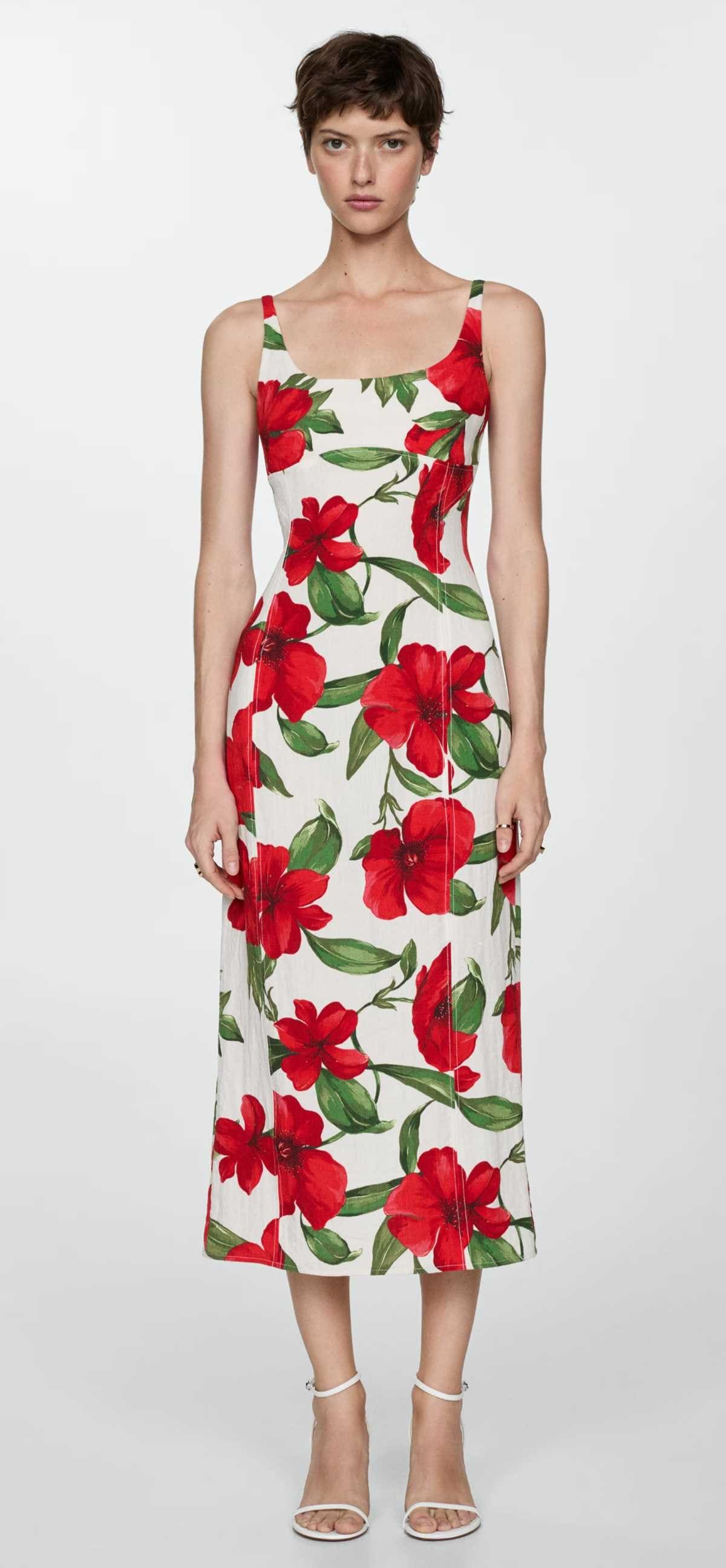 Vestido largo flores de Mango