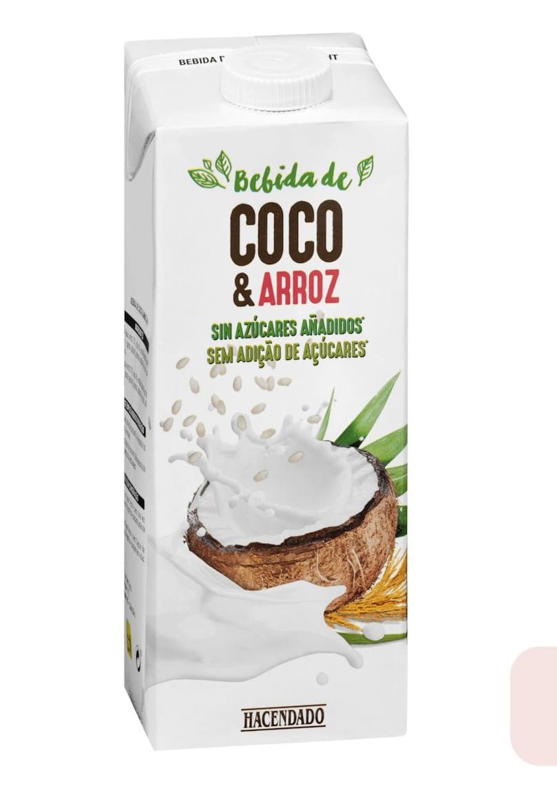 Bebida de coco y arroz sin azúcares añadidos