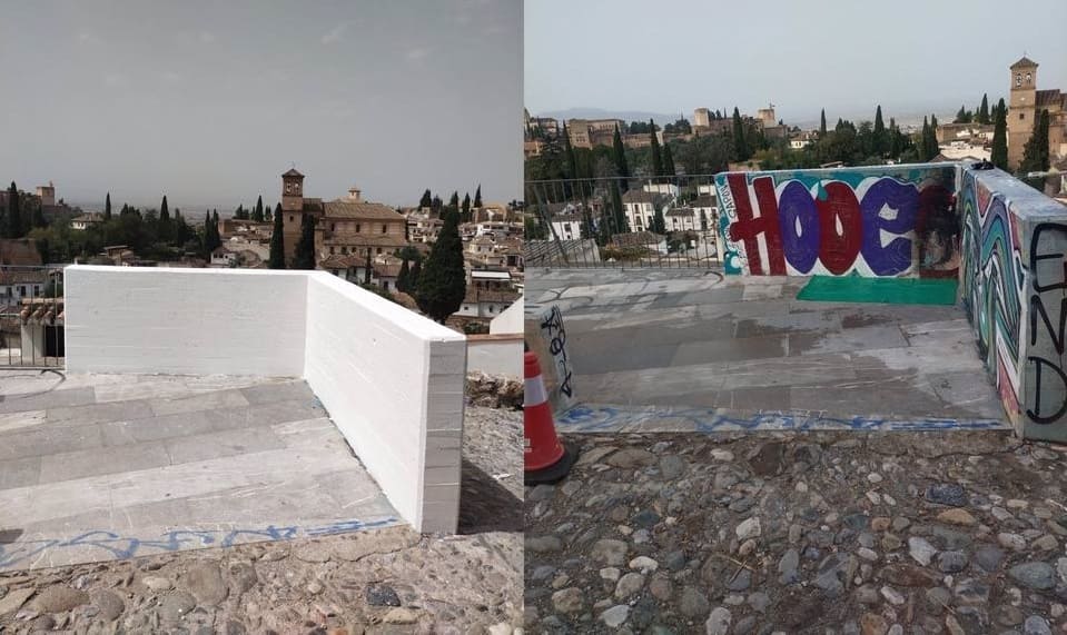 El Ayuntamiento de Granada ha retirado multitud de pintadas vandálicas