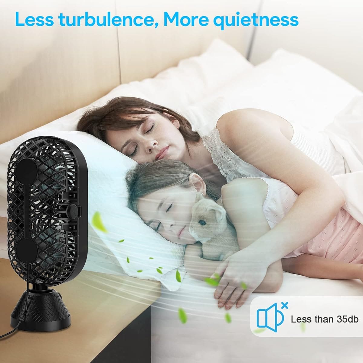 El ventilador de mesa con doble salida de aire y silencioso de Amazon