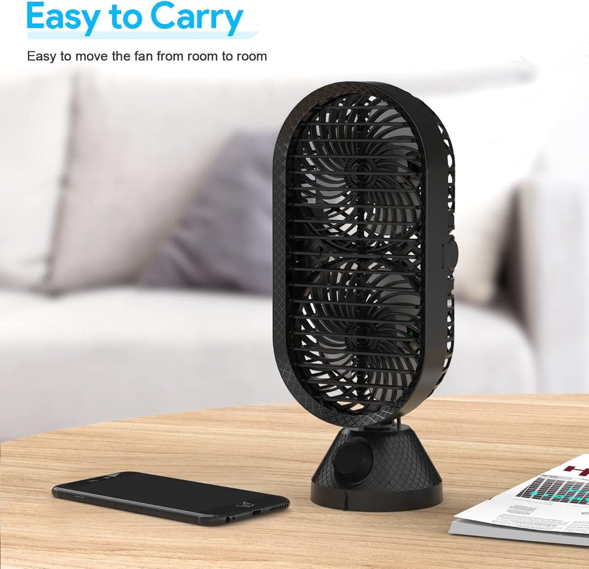 El ventilador de mesa con doble salida de aire y silencioso de Amazon