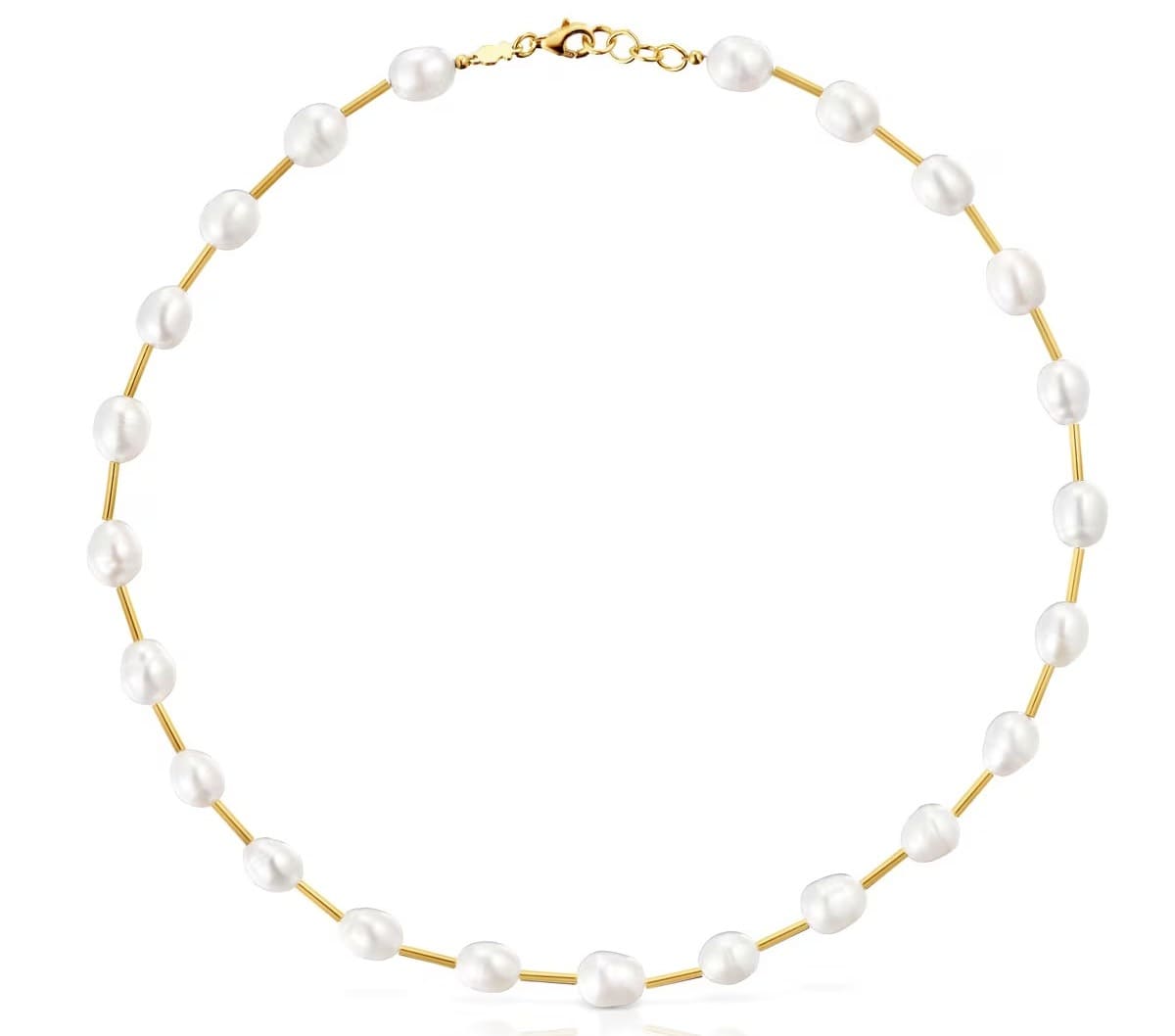 El collar gargantilla de tubo con baño de oro de 18 kt sobre plata y perlas cultivadas Gloss de Tous