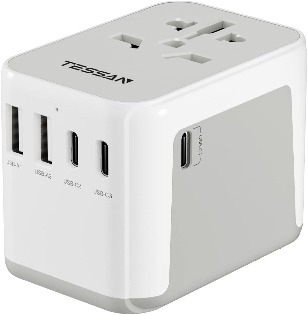 Adaptador con enchufe universal para viajes TESSAN de Amazon