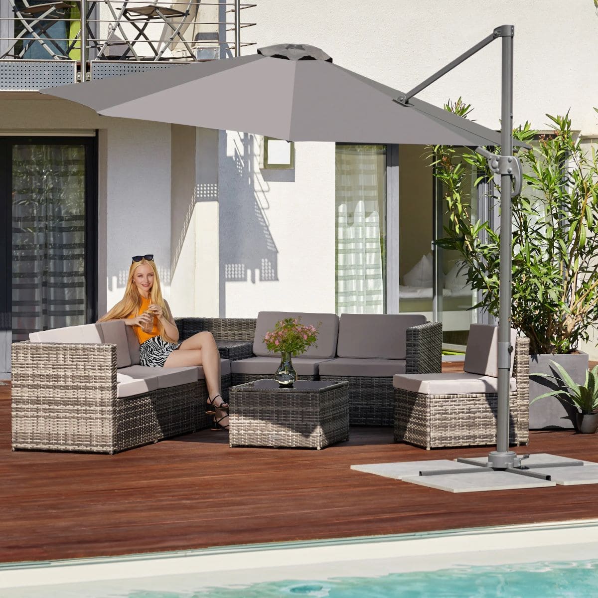 Parasol reclinable modelo Daria Tectake de Leroy Merlin