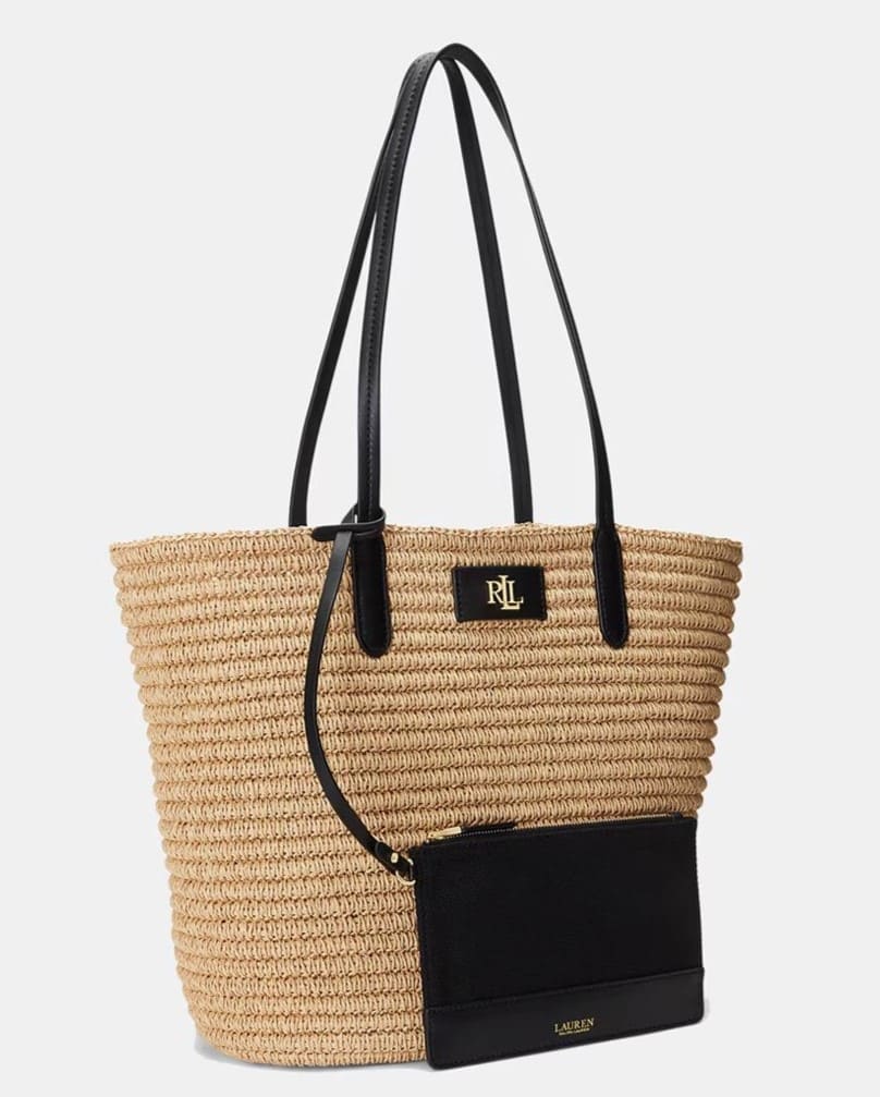 Bolso tote tejido de aspecto natural