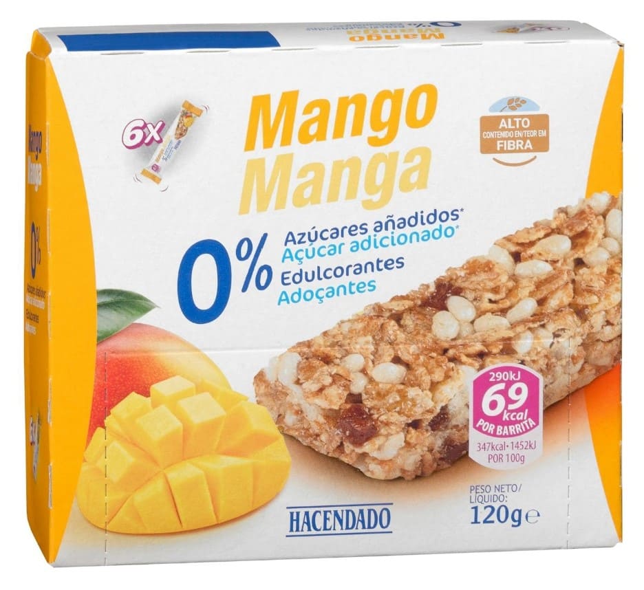 Barritas de cereales Hacendado sabor Mango