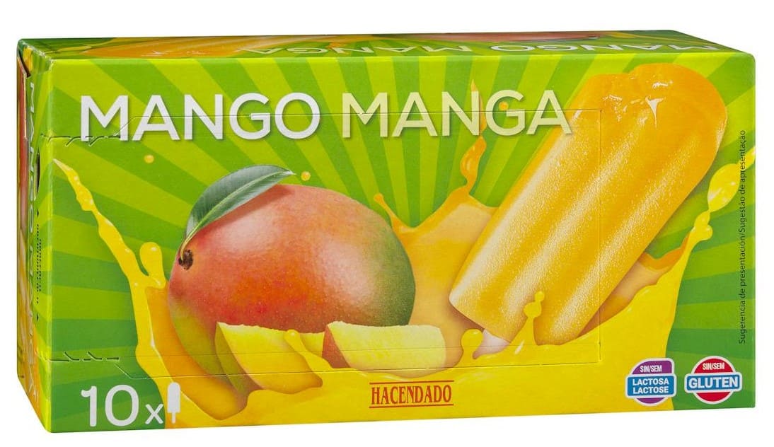 Helado sorbete de mango