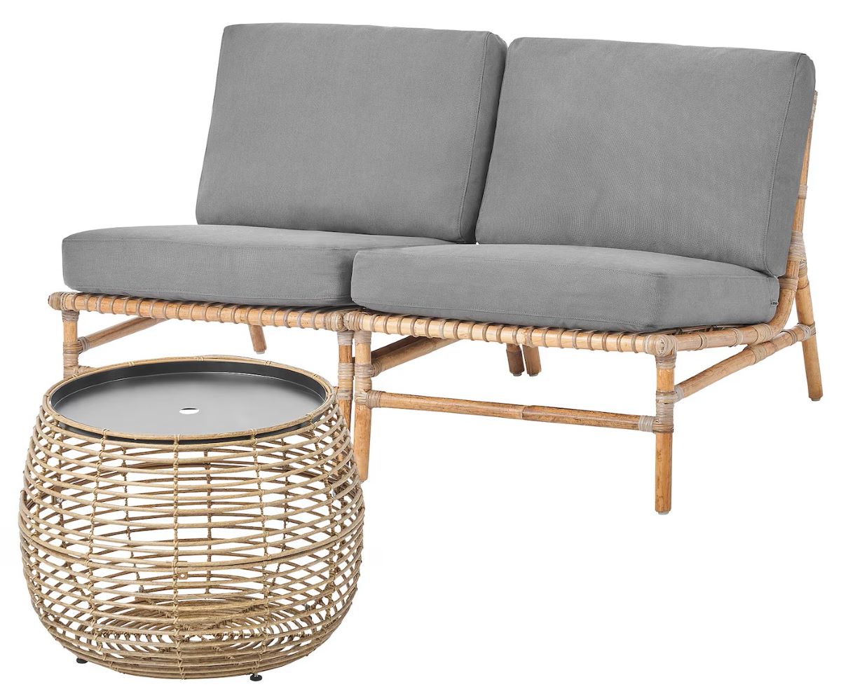 Conjunto de sofá con mesa de centro de la serie TVARÖ y FRÖSÖN de Ikea