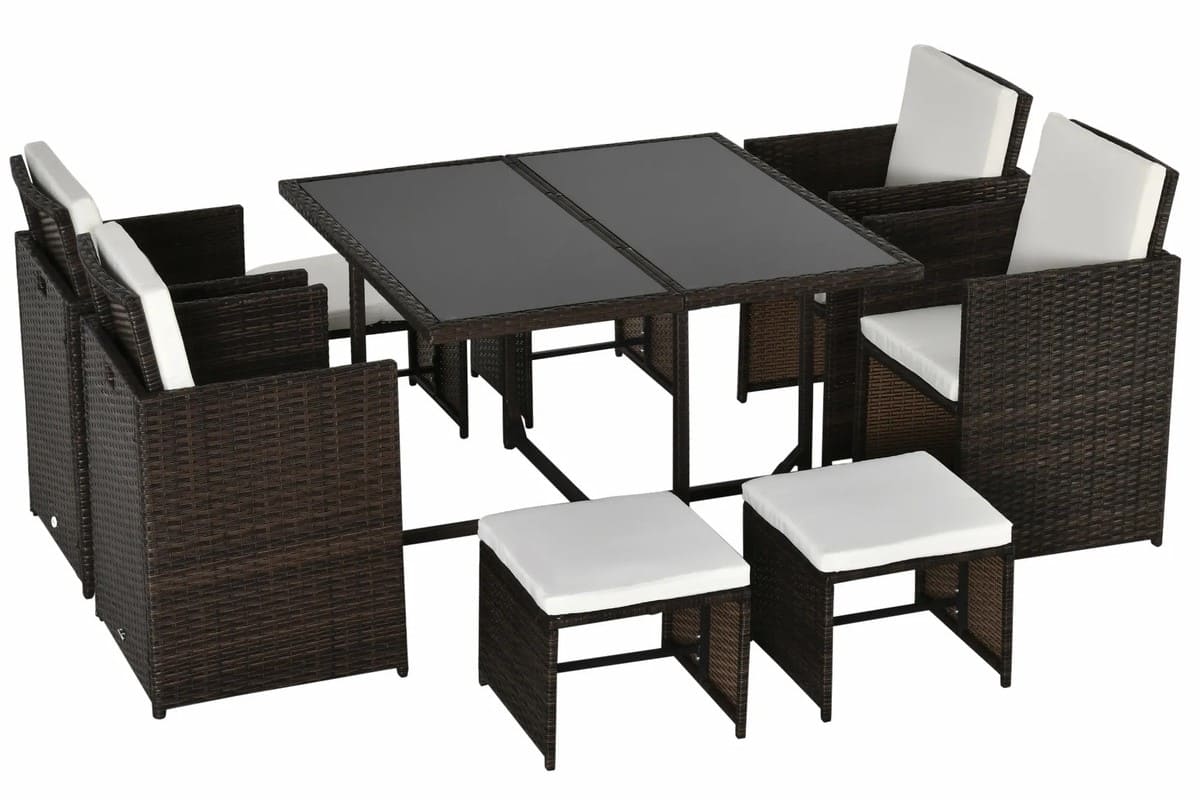 Conjunto de ratán de 9 piezas OUTSUNNY