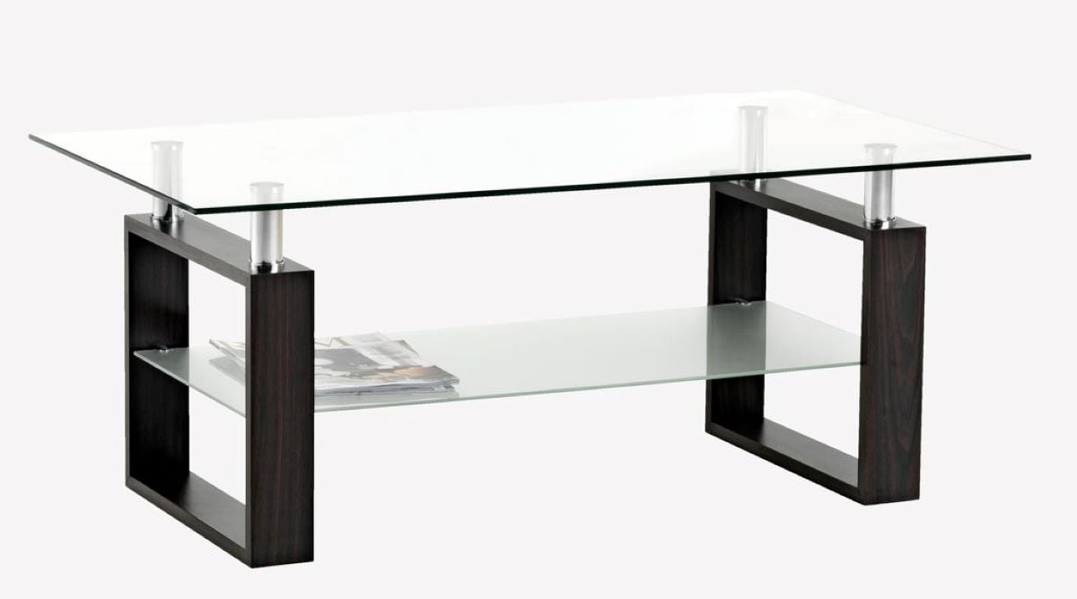 Mesa de centro de vidrio templado y madera modelo NYBORG de Jysk