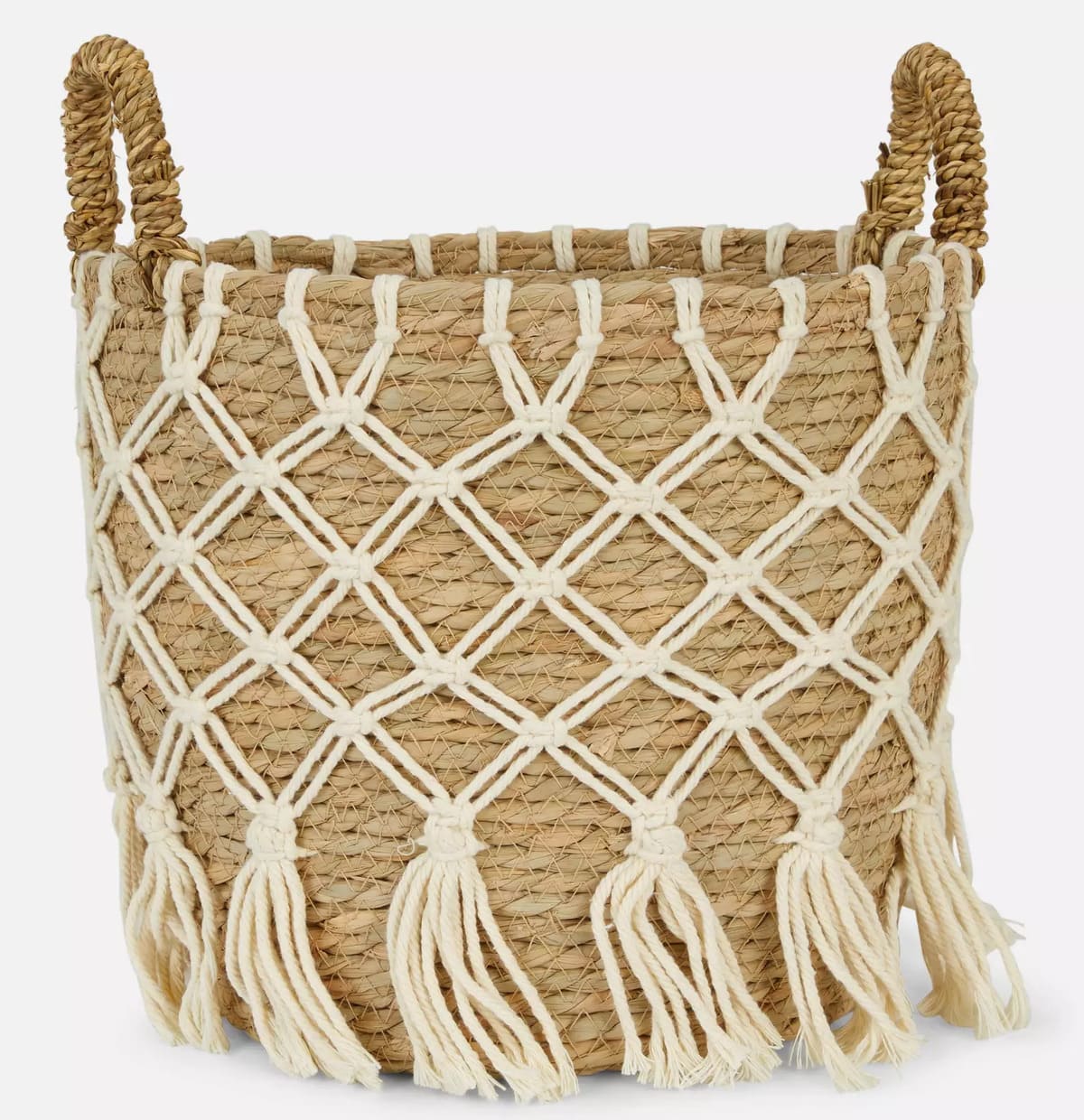 La cesta de cuerda tejida con detalle de ganchillo de Primark