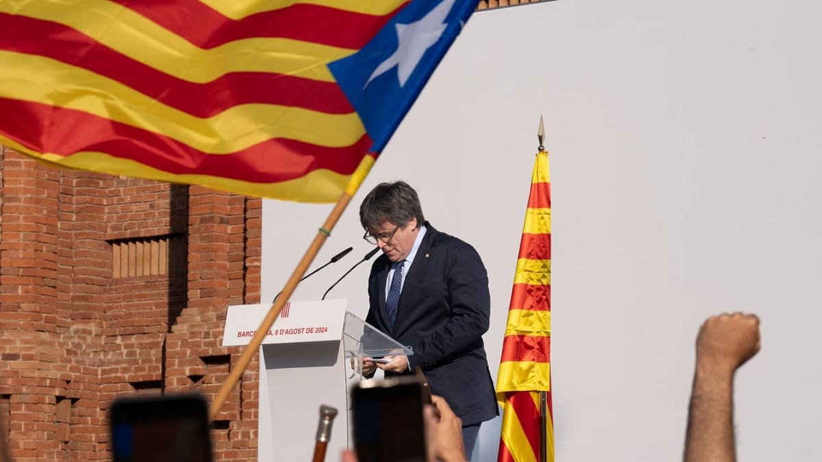 Puigdemont, durante su aparición pública en Barcelona