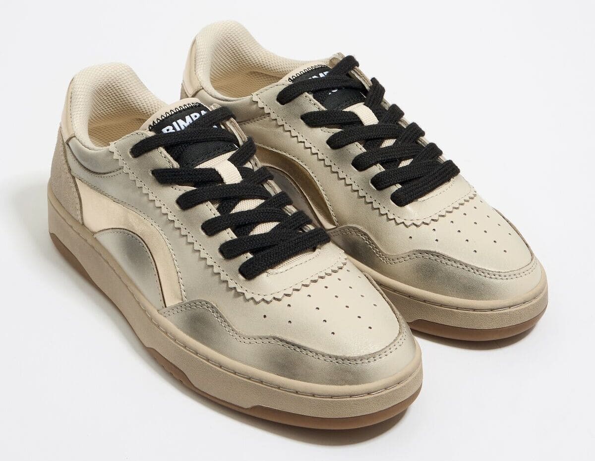 Las zapatillas deportivas cupsole de piel doradas de Bimba y Lola