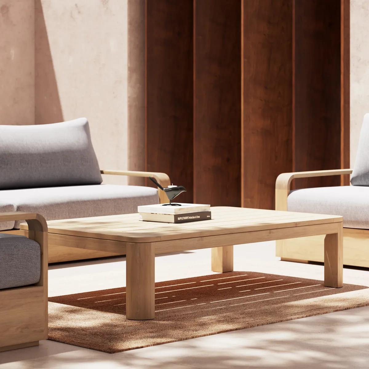 La mesa de jardín baja de teca Bari marrón de Leroy Merlin