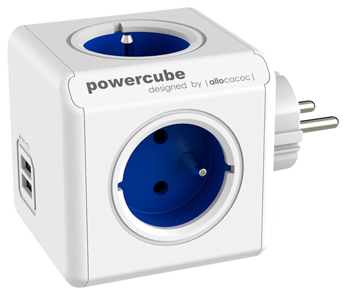 Base múltiple de 4 enchufes POWERCUBE con USB CHACON