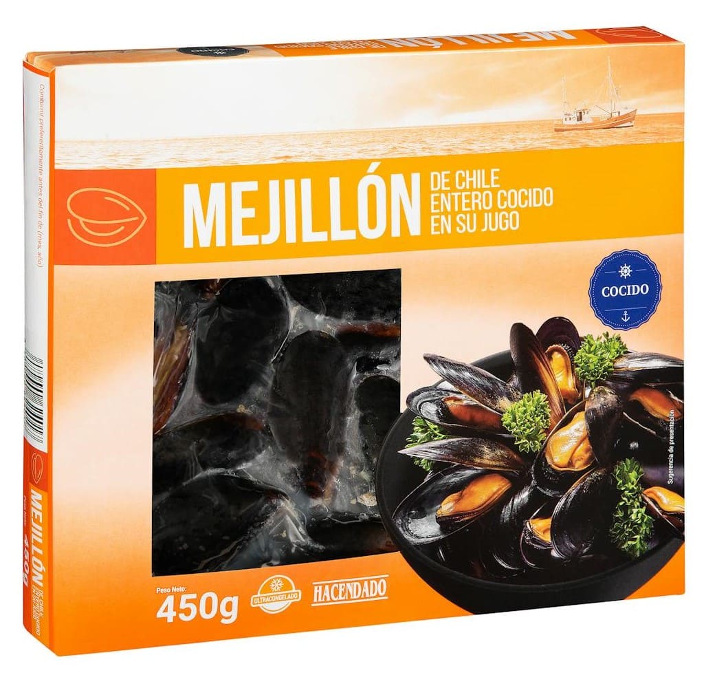 Mejillón de Chile entero cocido Hacendado ultracongelado