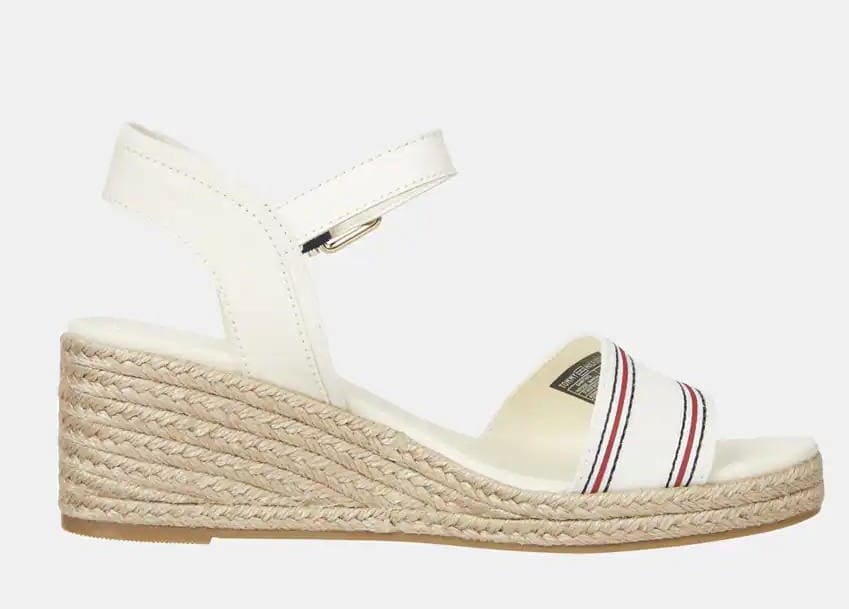 Alpargatas en algodón con pulsera al tobillo y cuña