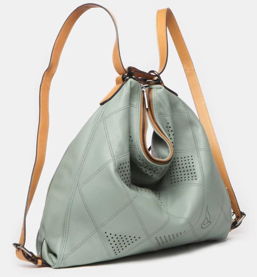 Bolso convertible en mochila de piel troquelada Abbacino