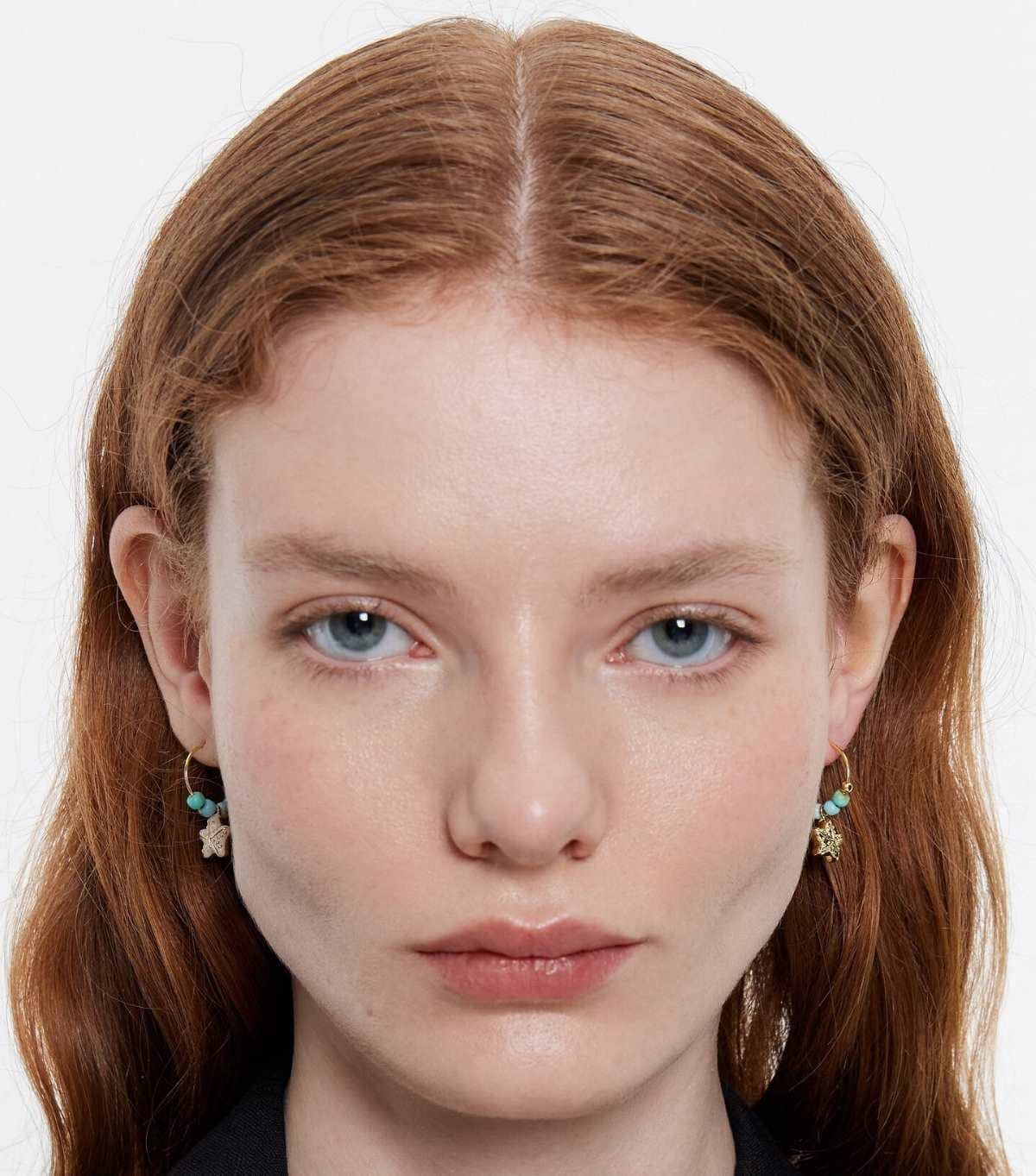 Pendientes aro turquesa y estrella dorada de Bimba y Lola