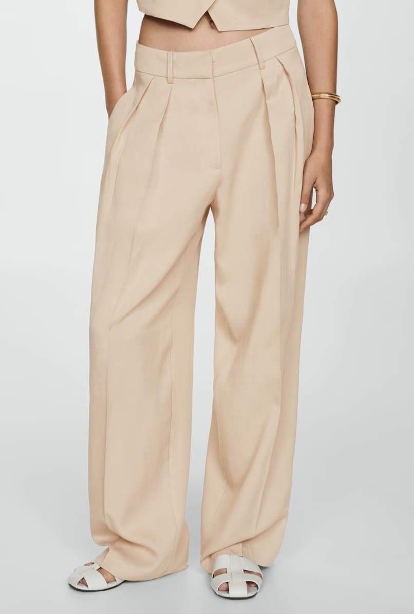 Pantalón wideleg lyocell de Mango