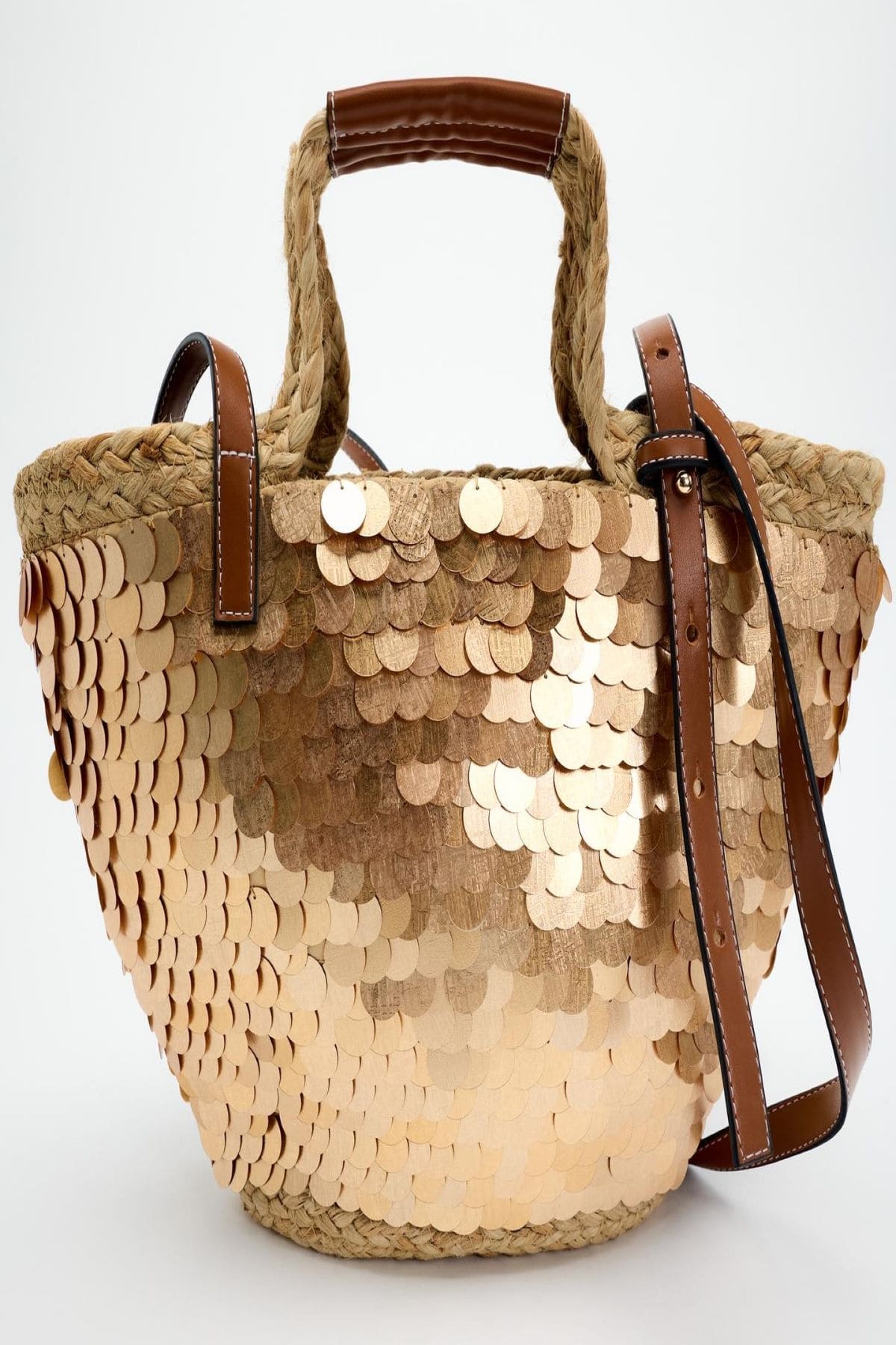 Bolso cesta con lentejuelas