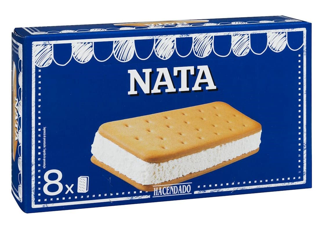 Helado sándwich de nata