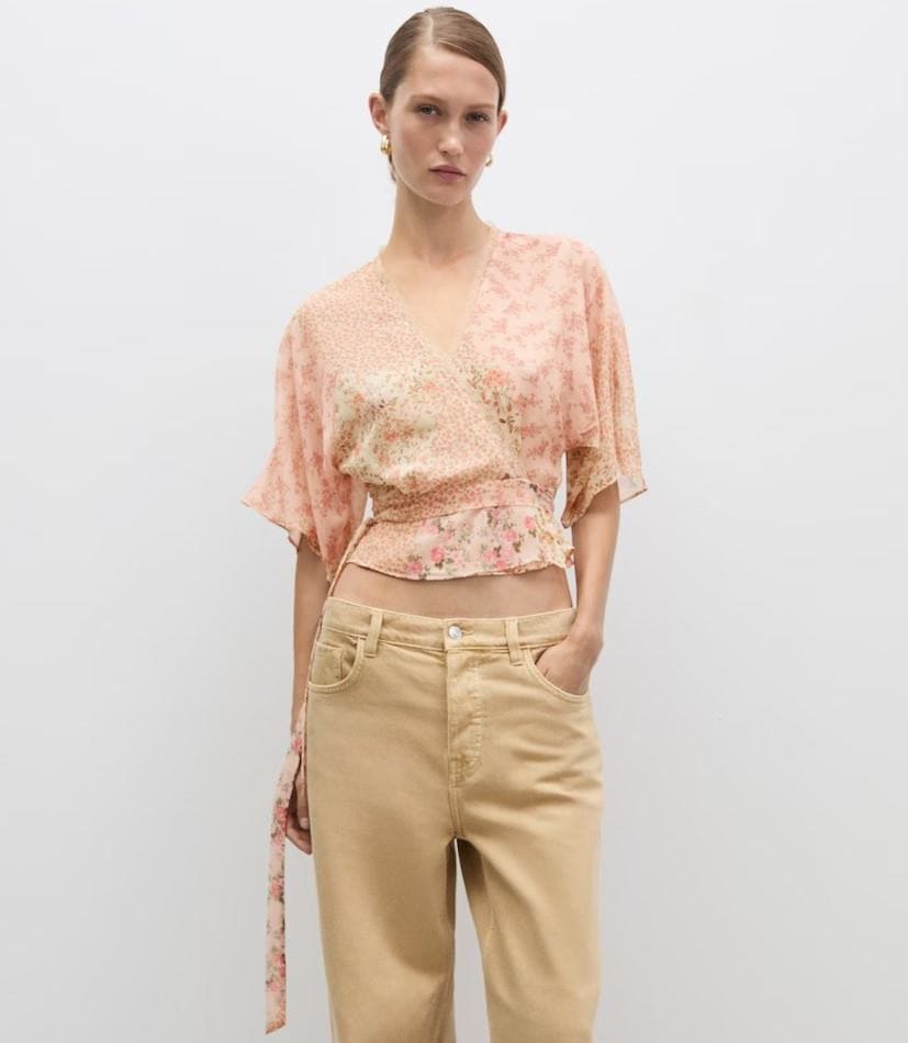 Blusa cruzada estampado floral de Mango