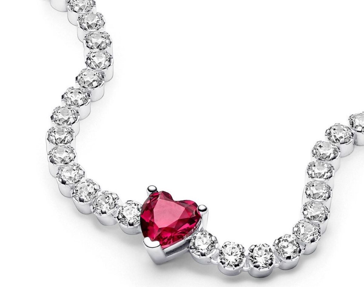 Pulsera tenis corazón brillante rojo de Pandora en El Corte Inglés