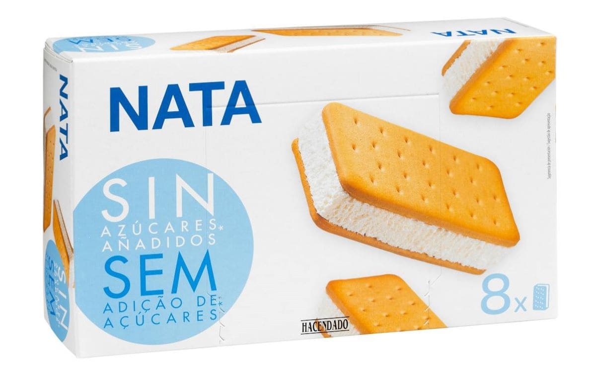 Helado sándwich de nata sin azúcar