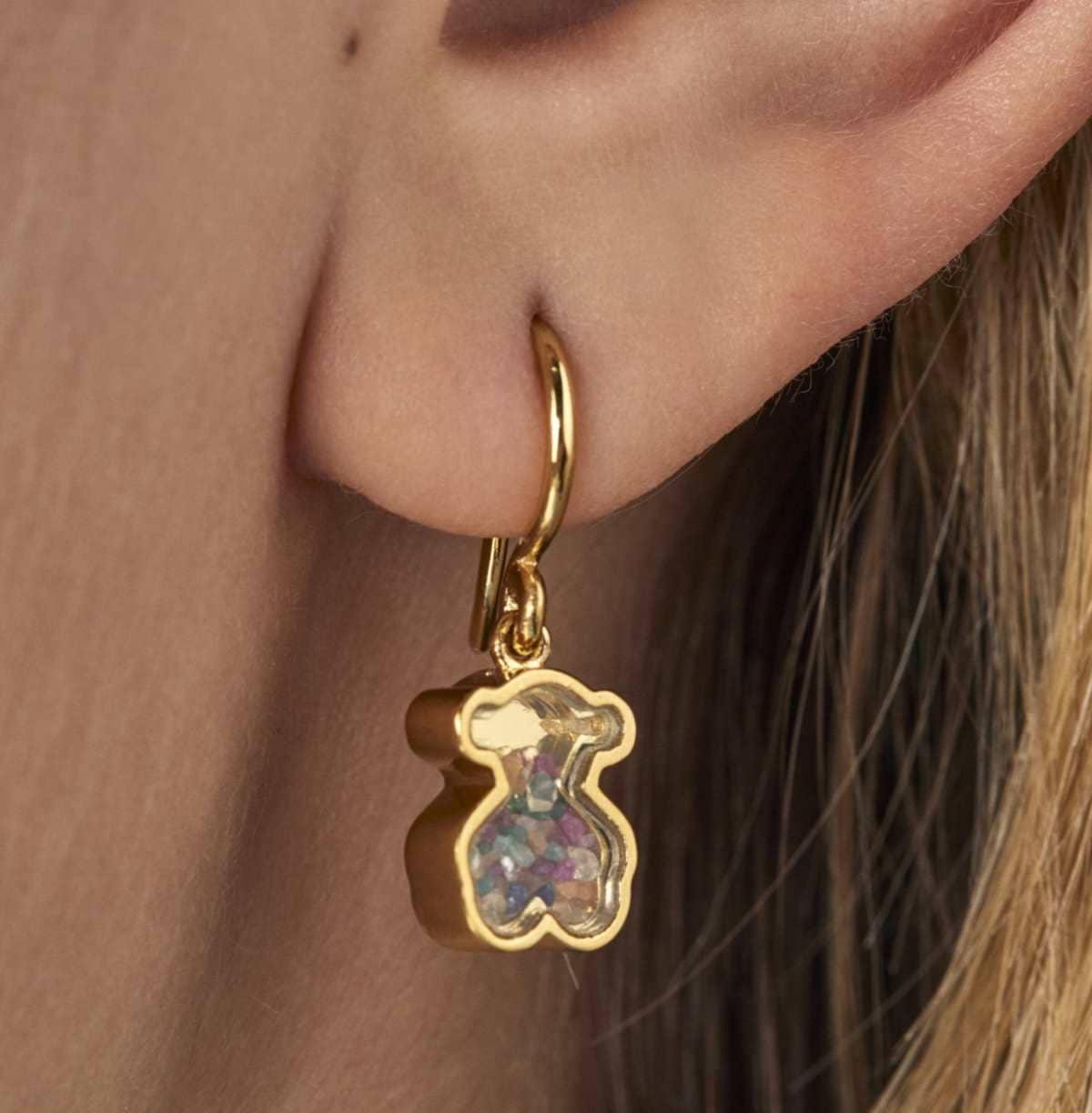 Pendientes con baño de oro 18 kt sobre plata y gemas Areia de TOUS