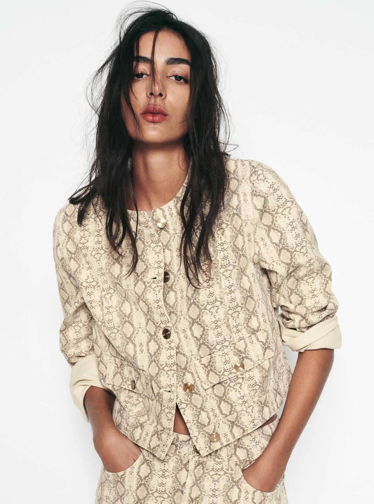 Cazadora z1975 denim estampado animal de Zara