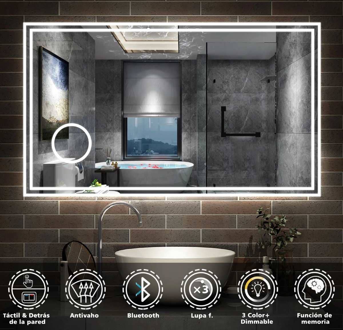 Espejo baño bluetooth con LED antivaho de Leroy Merlin