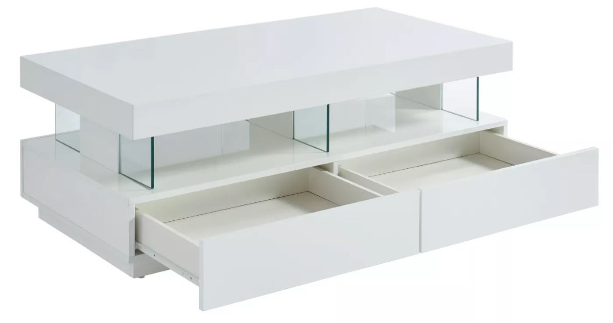 Mesa de centro 2 cajones y 2 estantes con luces LED FABIO II de Leroy Merlin