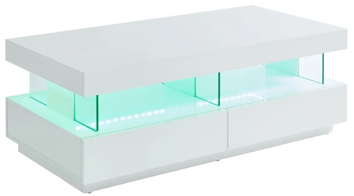 Mesa de centro 2 cajones y 2 estantes con luces LED FABIO II de Leroy Merlin