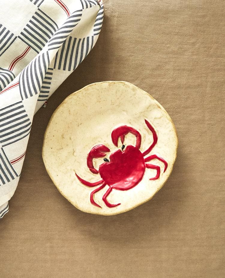 Plato Postre Cerámica detalle Animal Marino