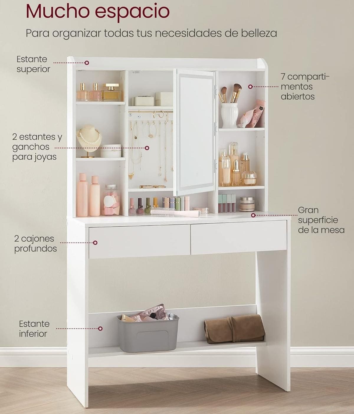 VASAGLE Tocador con Luces LED de Amazon