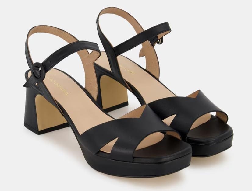 Sandalias de piel con plataforma y tacón bloque - Línea Comfort