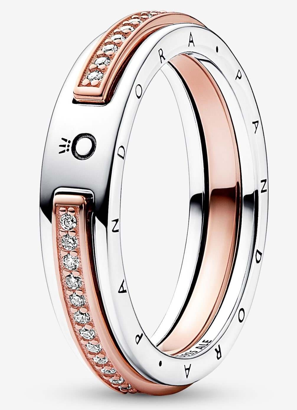 Anillo Logo y Pavé en Dos Tonos Pandora Signature de Pandora