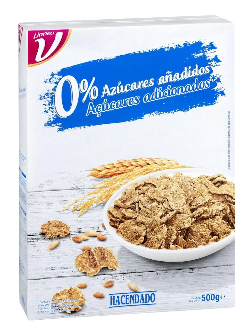 Cereales copos de trigo y arroz 0 azúcares