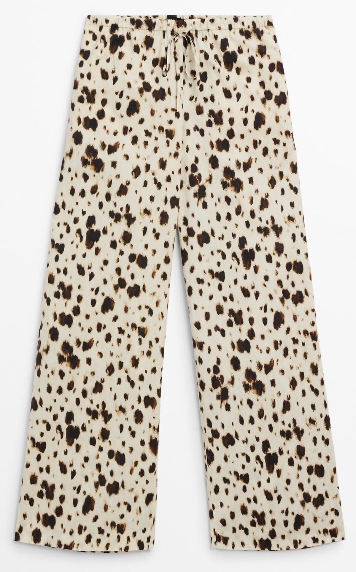 El nuevo pantalón Wide leg con estampado animal y detalle de cordón de Massimo Dutti