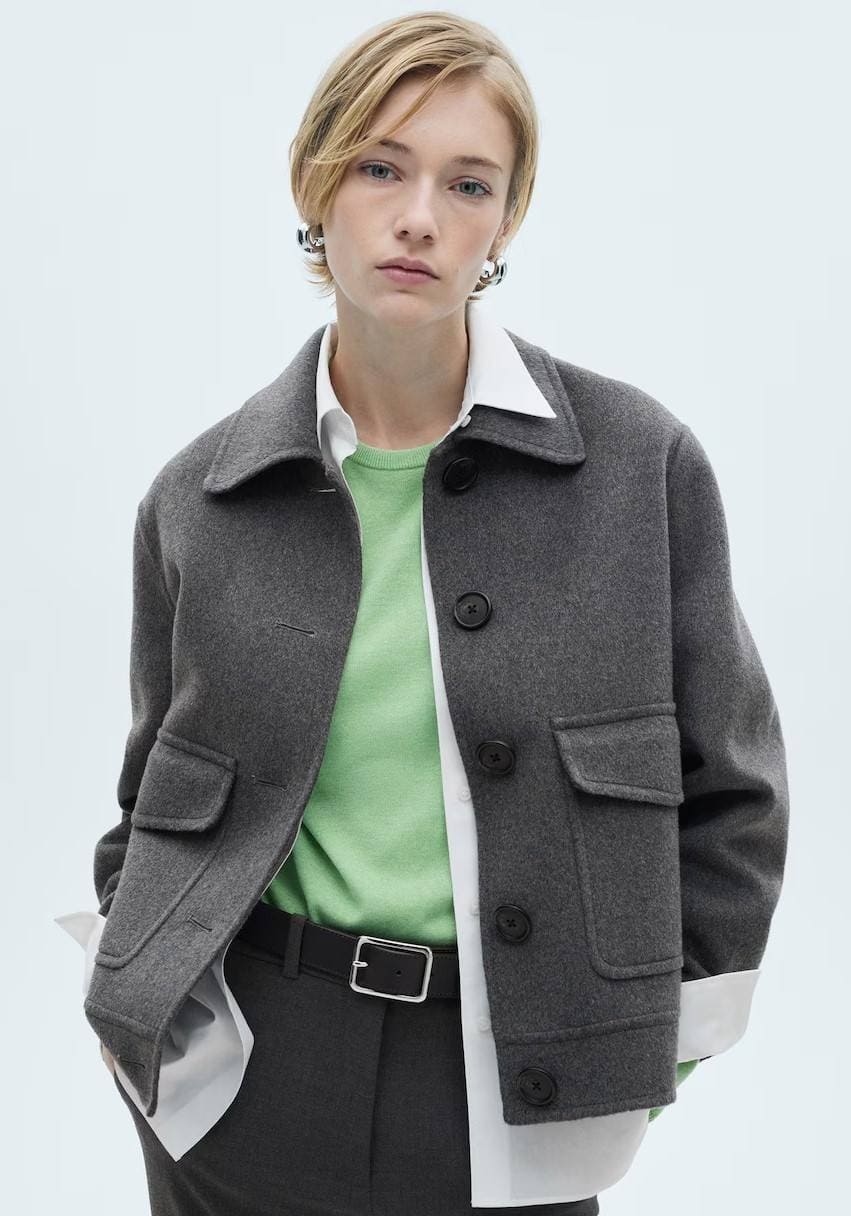 Chaqueta lana bolsillos de Mango