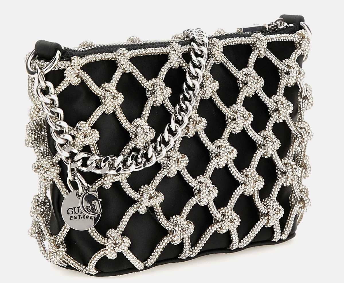 Mini bolso al hombro zalina con strass de Guess