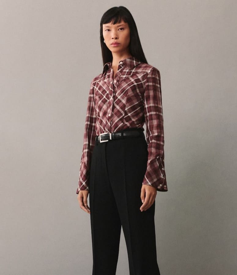 Camisa algodón cuadros de Mango