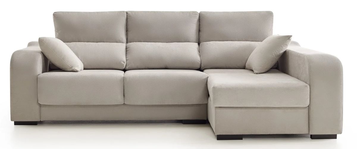 Sofá de tres plazas con chaise longue y tela antimanchas Zafiro de Leroy Merlin